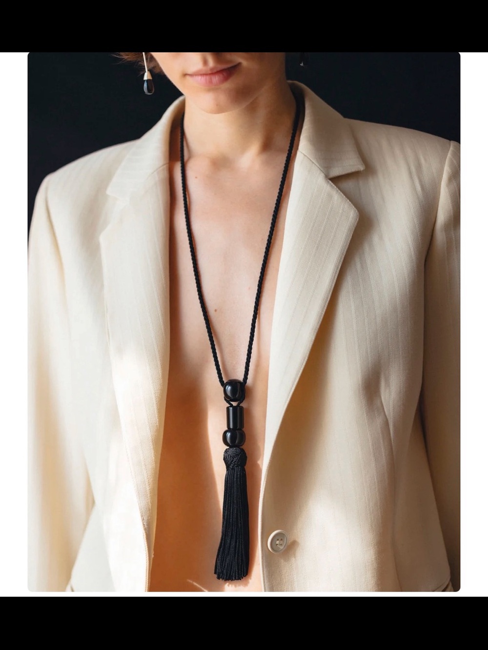 Le Sundial Trinity Onyx Tassel Necklace - Black